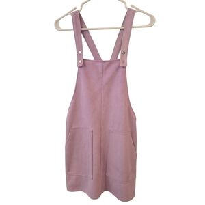 NWOT. FOREVER 21 VELVET FEEL OVERALLS MINI SKIRT. PURPLE. SIZE LARGE.
